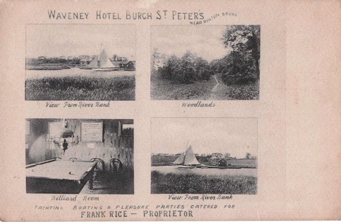 Billiard Room Waveney Hotel Burgh St Peters Norfolk Old Postcard
