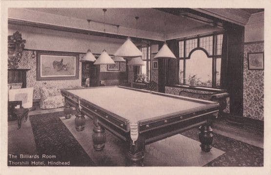 Billiard Snooker Room At Thorshill Hotel Hindhead Surrey Old Postcard