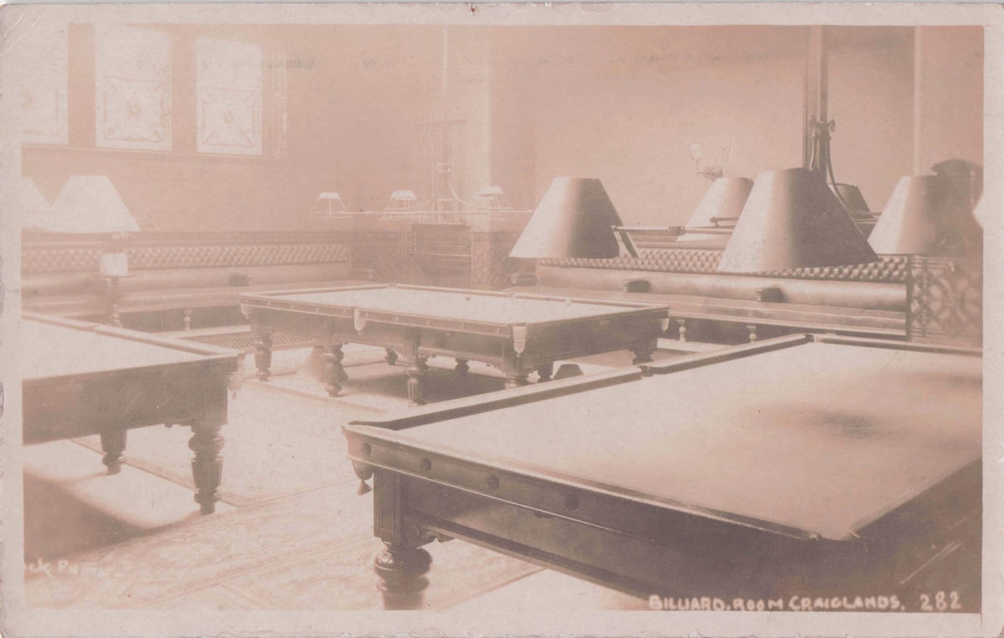 Billiard Snooker Room Craiglands Yorkshire Real Photo Old Postcard