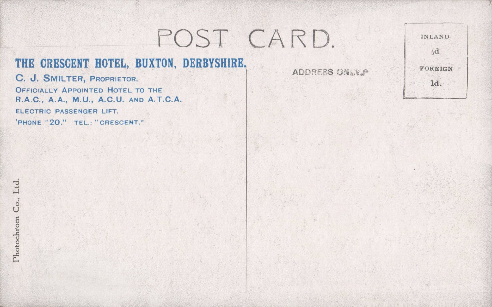 Billiard Snooker Room Crescent Hotel Buxton Derby Propreitor Old Postcard