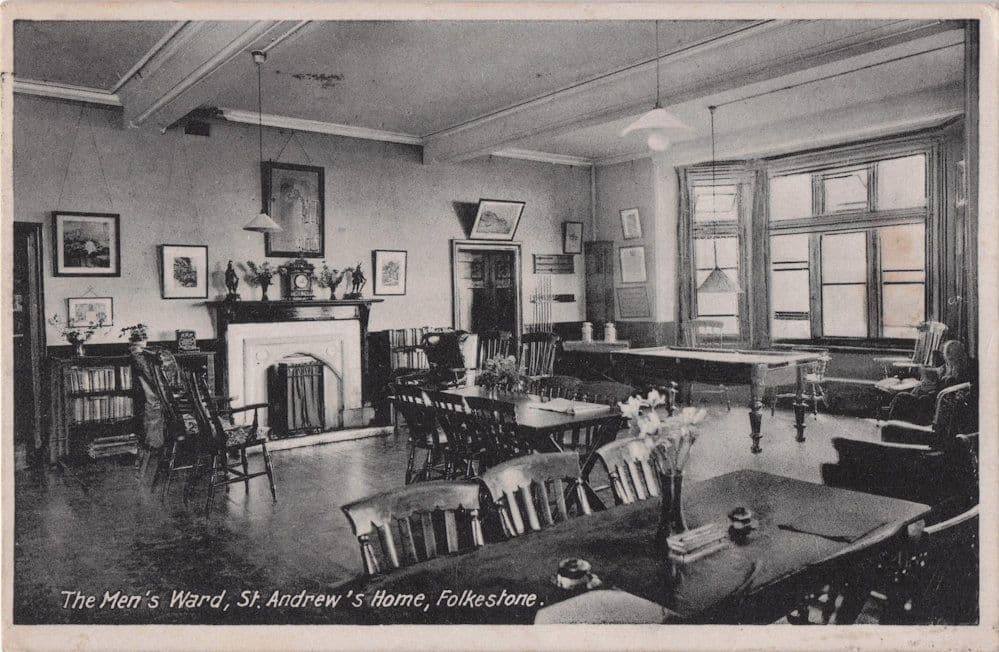 Billiard Table at Mens Ward St Andrews Home Folkestone Kent Postcard