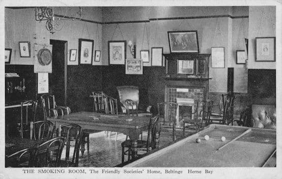 Billiard Table Smoking Room Friendly Societies Home Herne Bay Postcard