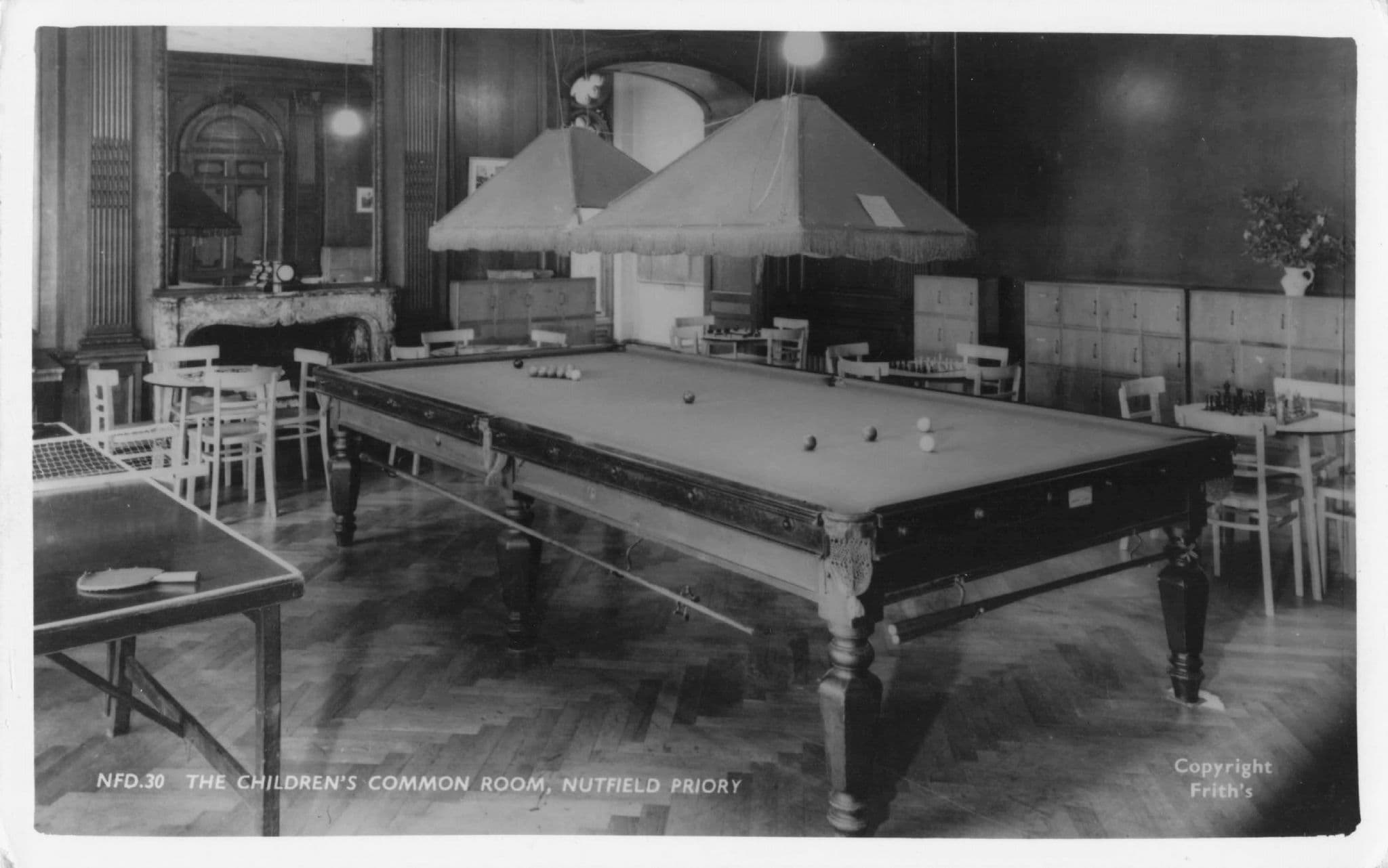 Billiard Table Tennis at Nutfield Priory Childrens Room Surrey PB Old Postcard