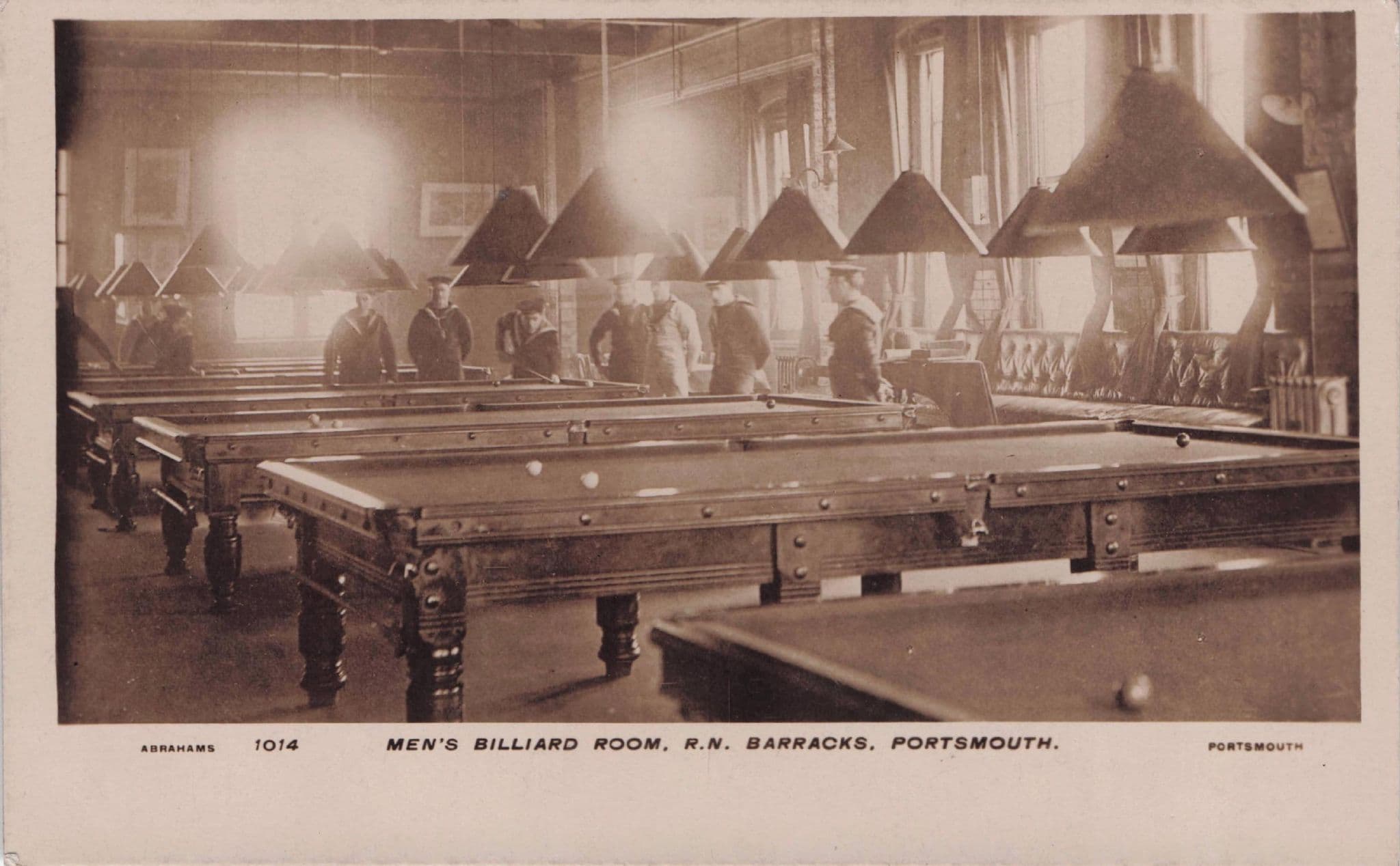 Billiards Room Snooker Portsmouth Army Barracks RPC Old Postcard