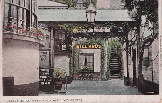 Billiards Sign at Fleece Hotel Westgate Street Gloucester Old Postcard