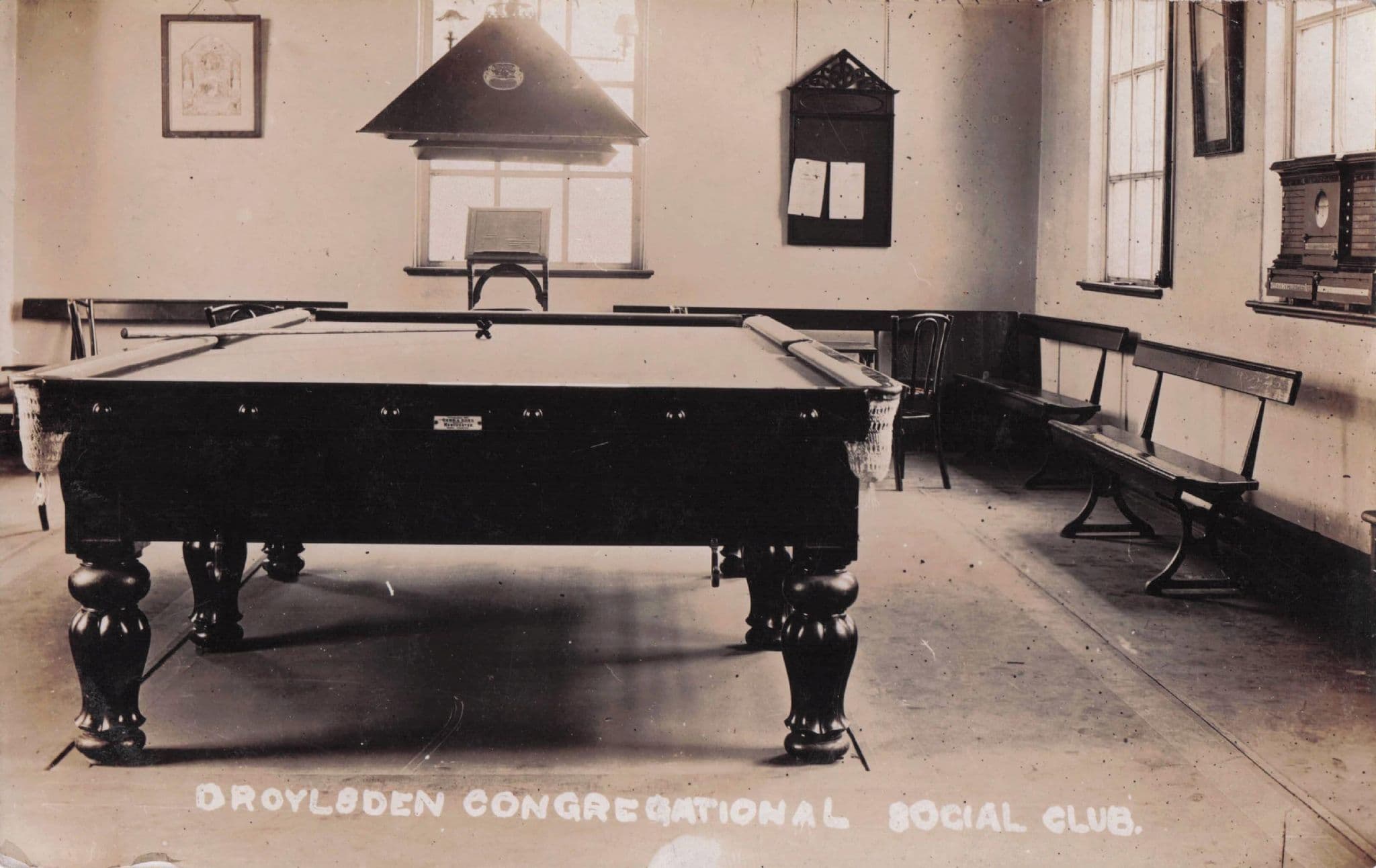 Billiards Table Droylsden Manchester Lancs Congregational Social Club Old RPC Postcard