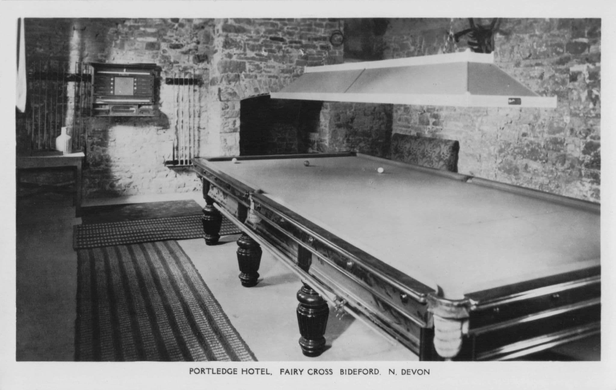 Billiards Table Portledge Hotel Bideford Devon Old RPC Postcard