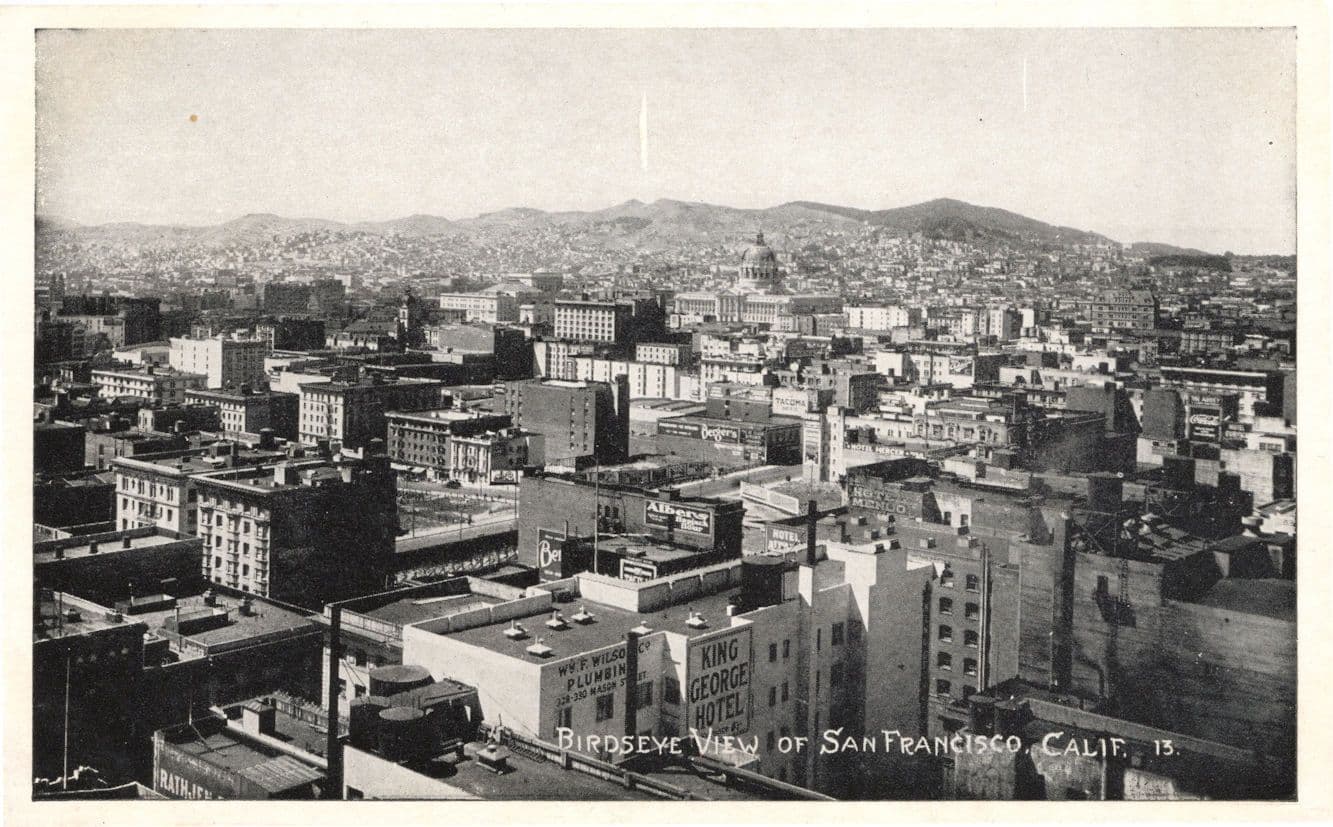 Birdseye View of San Francisco California CA King George Hotel USA Postcard