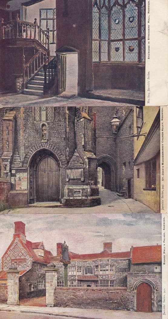 Bishops Hall Palace Norwich 3x Jarrolds Rare Old Postcard