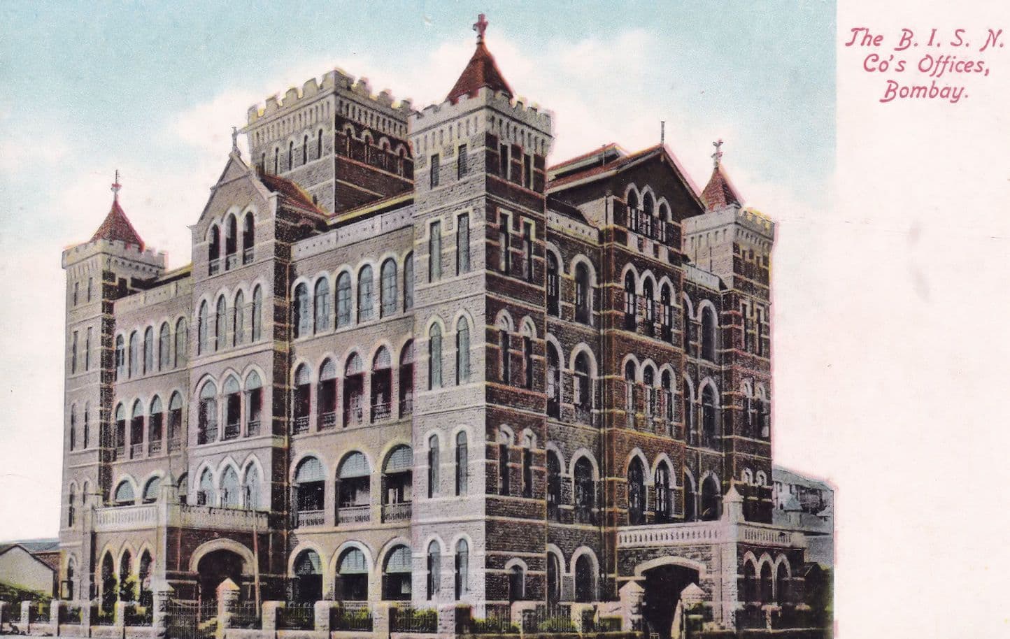 BISN Co's Offices Bombay Antique Postcard
