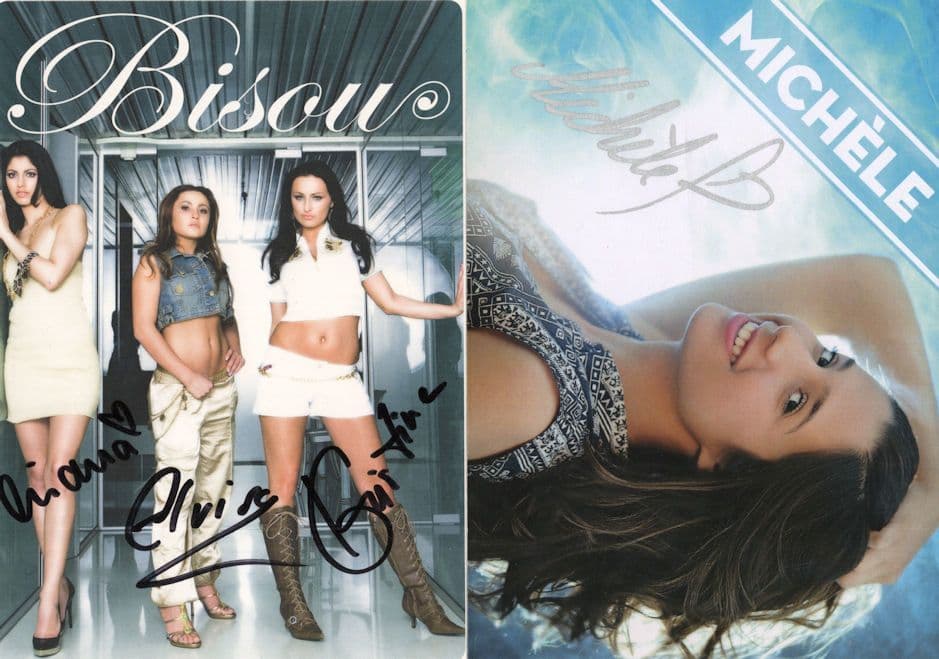 Bisou Bushido German Girl Pop Group & Michele 2x Hand Signed Photo s