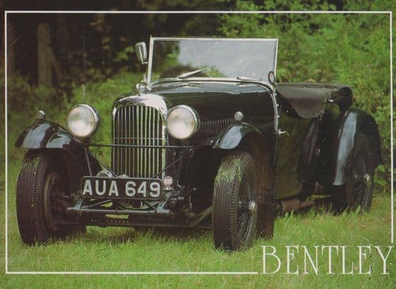 Black Bentley Grass Stuck On Wheel AUA 649 Headlights Classic Car Postcard