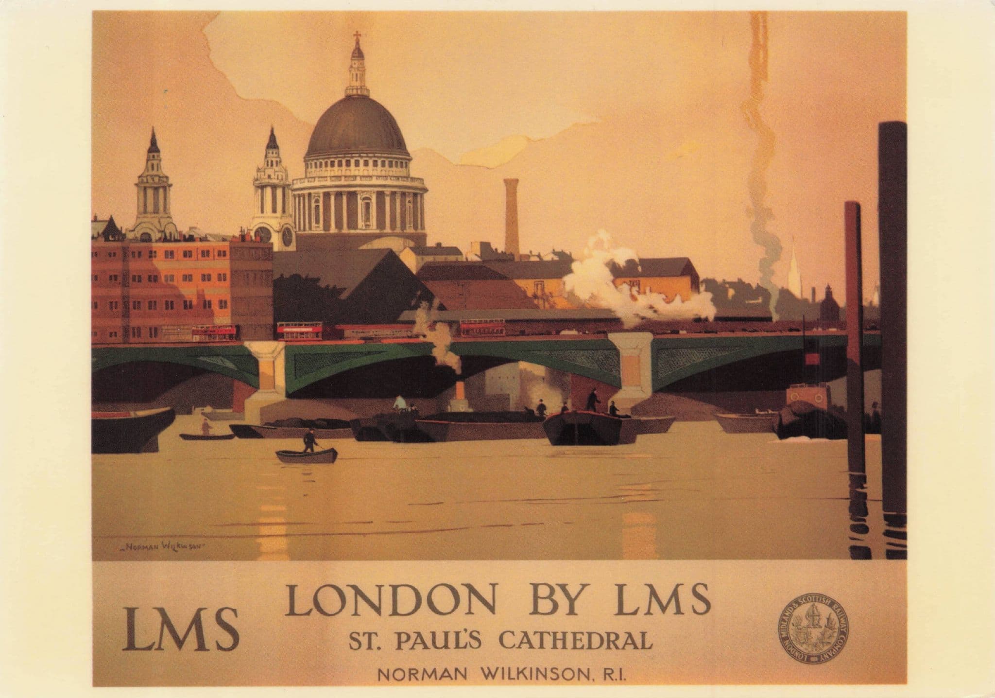 Blackfriars Bridge St Pauls London By LMS Railways Poster Postcard
