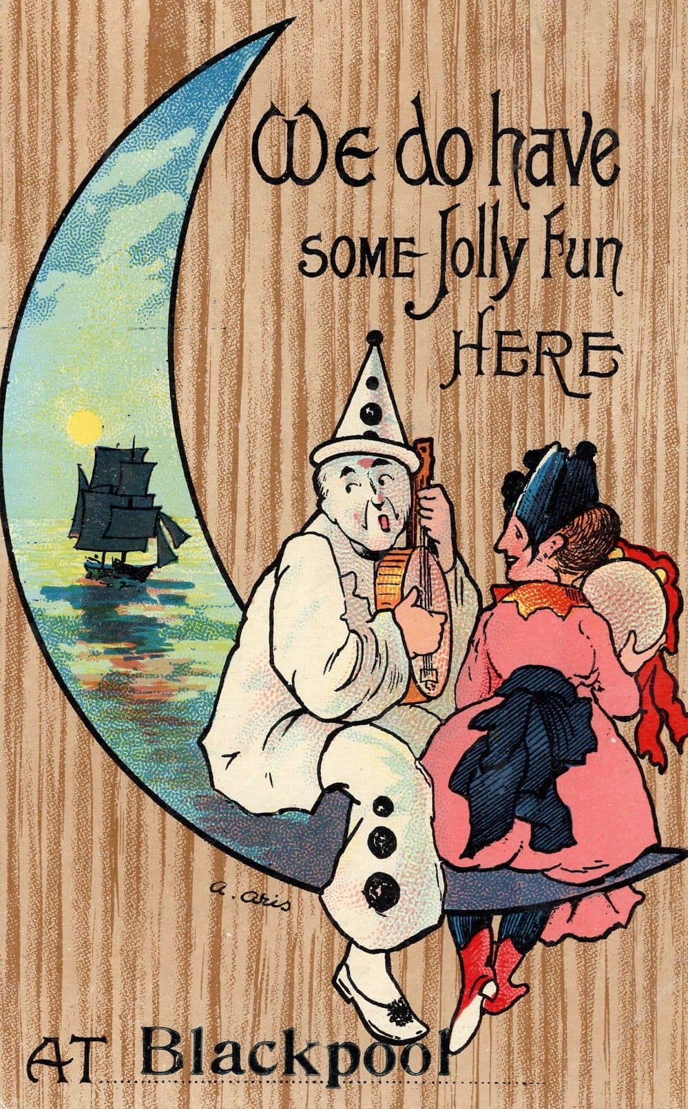 Blackpool Lancashire Pierrot Circus Clown Old Comic Postcard