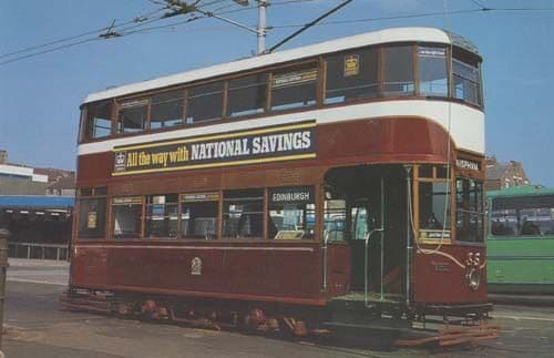 Blackpool National Savings Advertising Edinburgh Tram Bus Photo Postcard