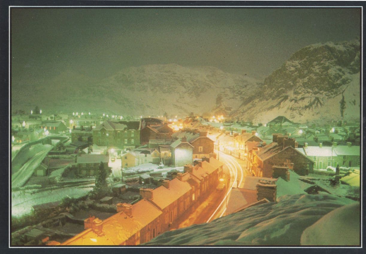 Blaenau Fiestiniog By Night Illuminations Welsh 1970s Postcard