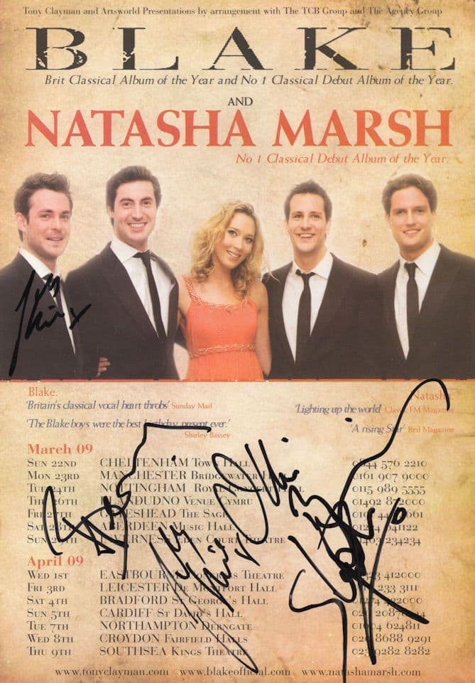 Blake & Natasha Marsh Welsh Opera Singer Hand Signed Concert Flyer