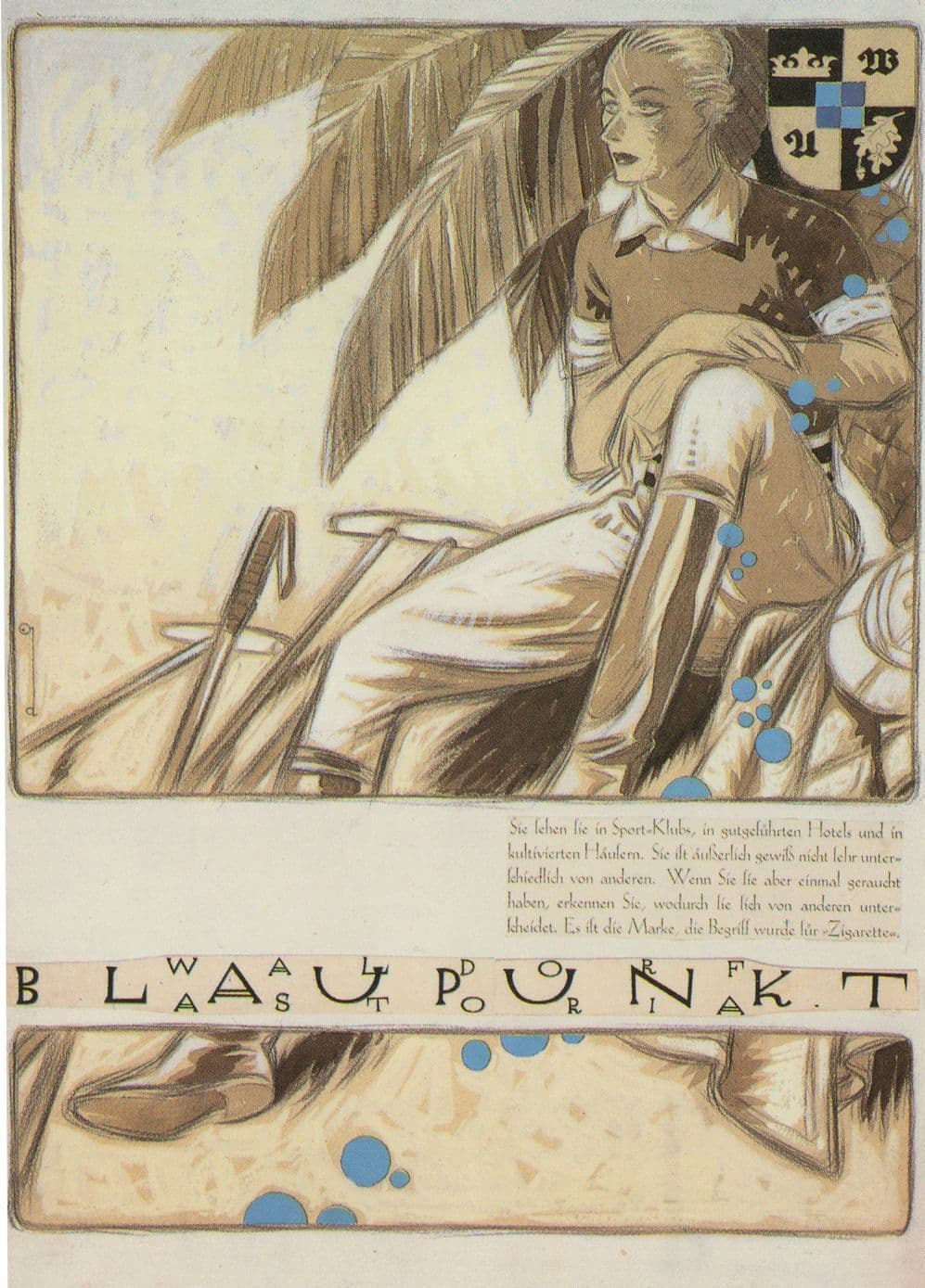 Blaupunkt Cigarettes 1928 Repro Advertising Painting Postcard