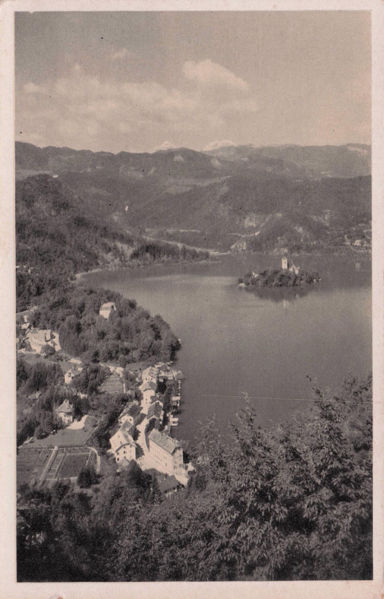Bled s Triglavom Slovania 2863m Aerial Real Photo Postcard