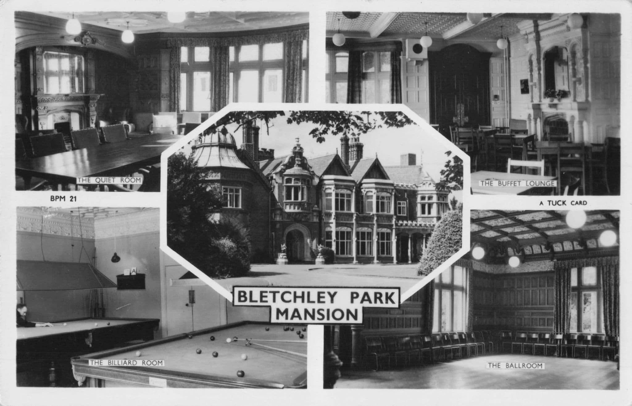 Bletchley Park Snooker Ballroom Buffet Lounge Mansion RPC Old Postcard