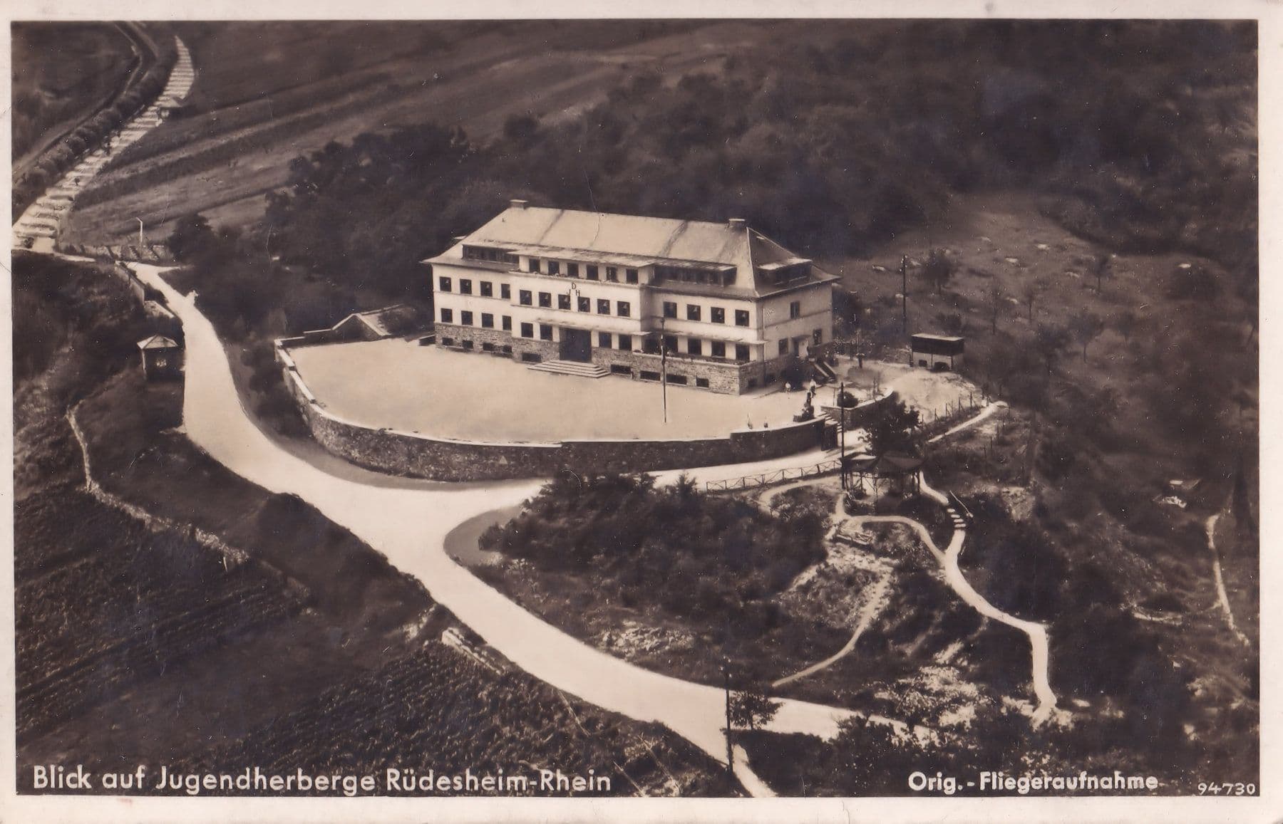 Blick Auf Jugendherberge Rudensheim Rhein Real Photo German Postcard