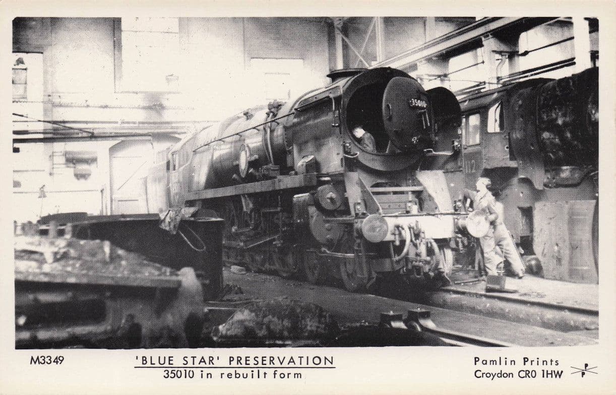 Blue Star Train 35010 Preserved & Rebuilt Pamlin Prints Railway RPC Postcard