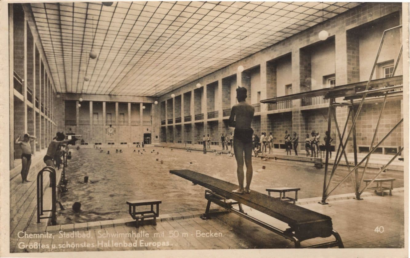 Board at AK Chemnitz German Europa Swimming Pool Postcard