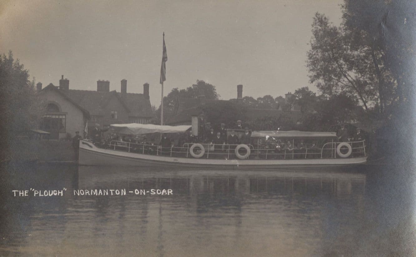 Boat Ship At The Plough Pub Normanton On Soar Old Postcard