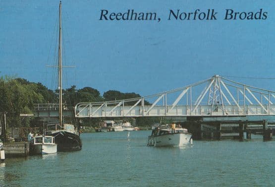 Boats on Reedham Norfolk Broads Postcard