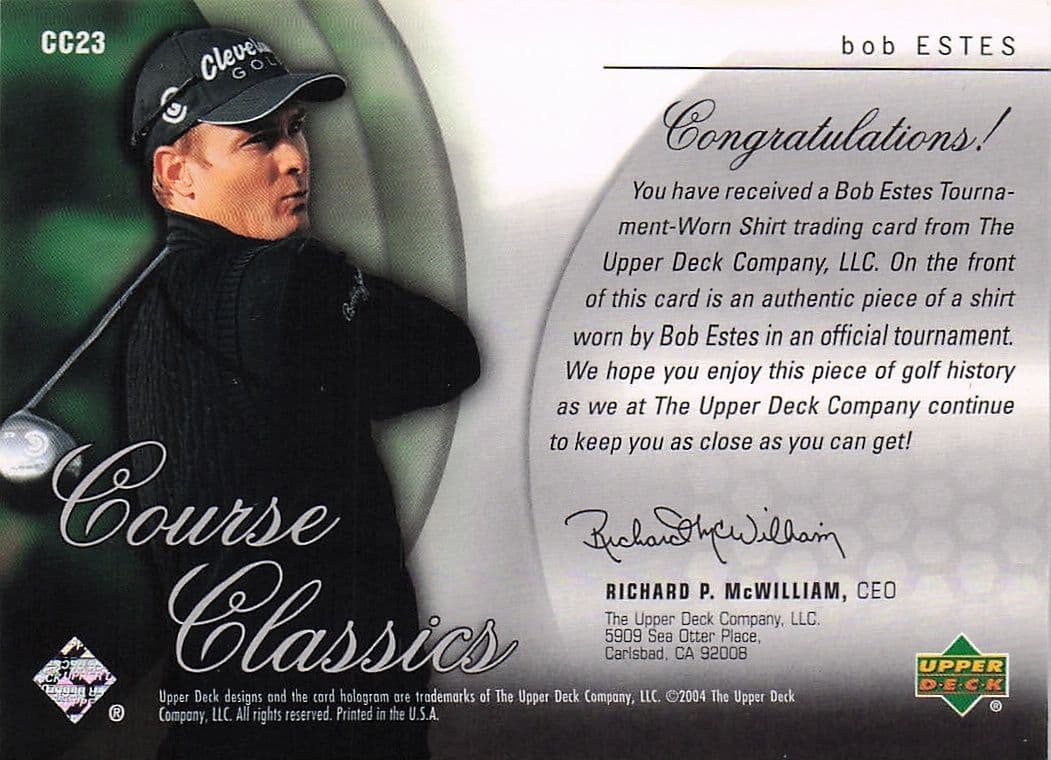 Bob Estes Course Classics 2004 Authentic Tournament Upper Deck Golf Shirt Card