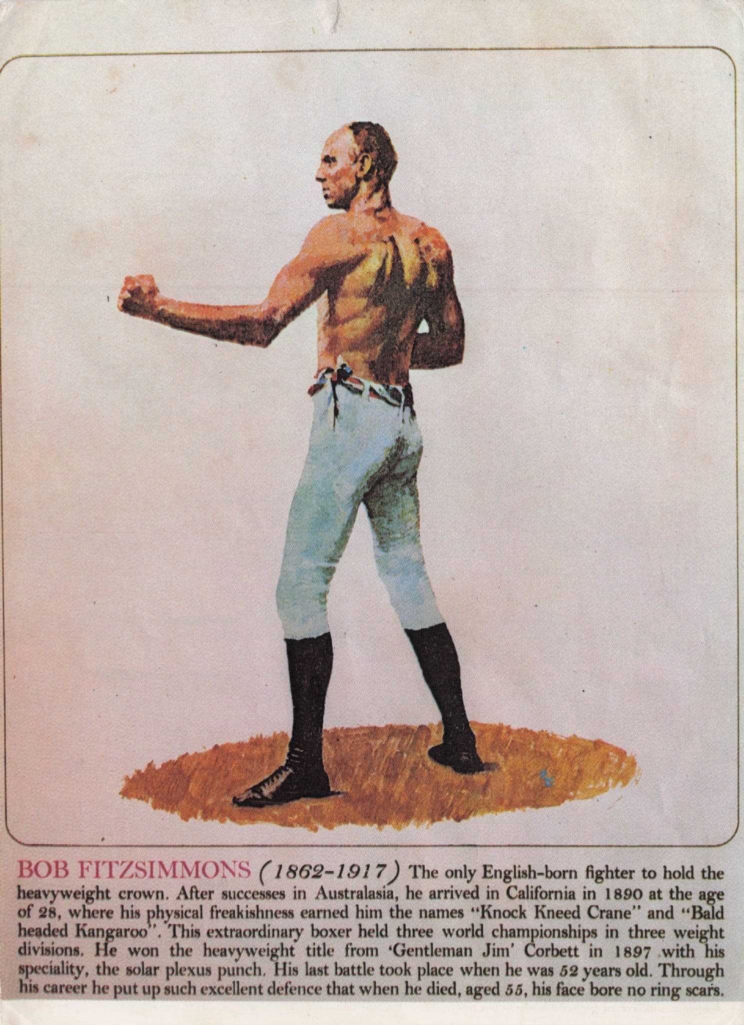 Bob Fitzsimmons Heavyweight Champion Boxer Museum Painting Postcard