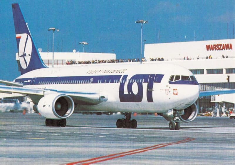 Boeing 767 Plane Taking Off At Warsaw Airport Okecie in 1989 Postcard