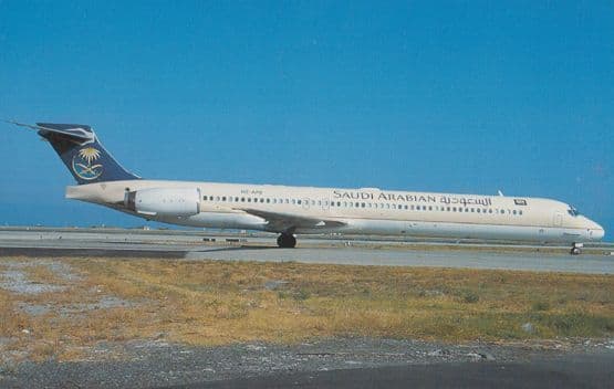 Boeing MD-90-30 Plane of Saudi Arabian Airlines at Nice French Airport Postcard