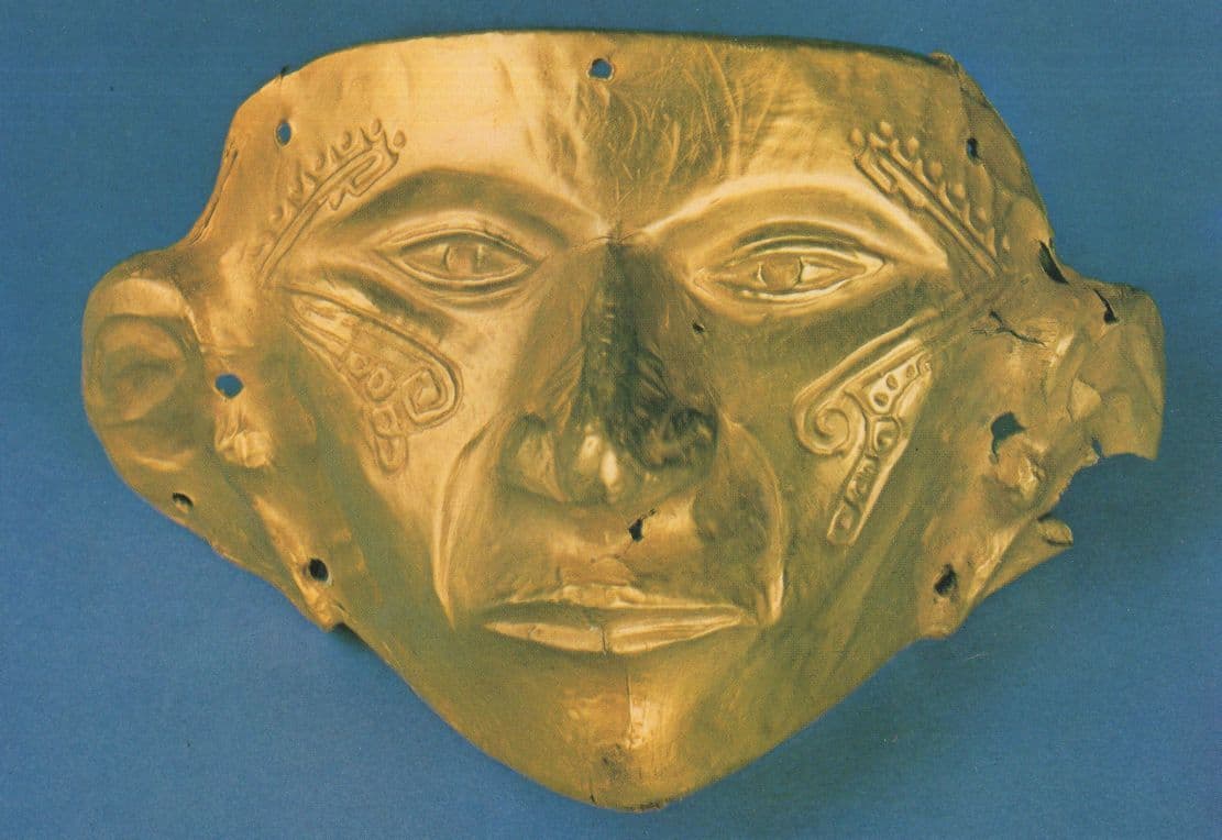 Bogota Aztec South American Antique Coll Mask The Gold Of Eldorado Postcard