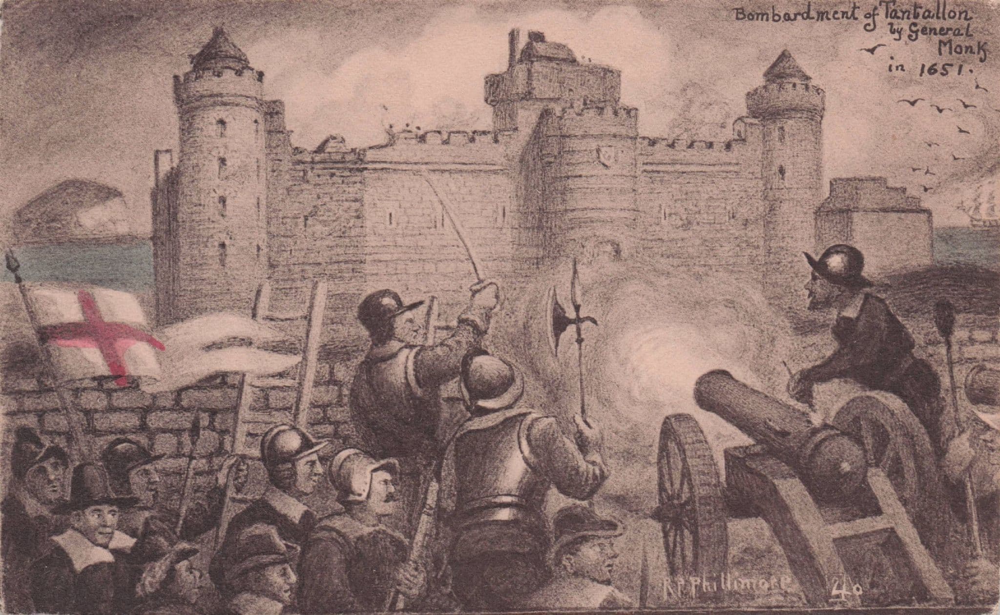 Bombardment Battle Of Tantallon Castle East Lothian Phillimore Postcard