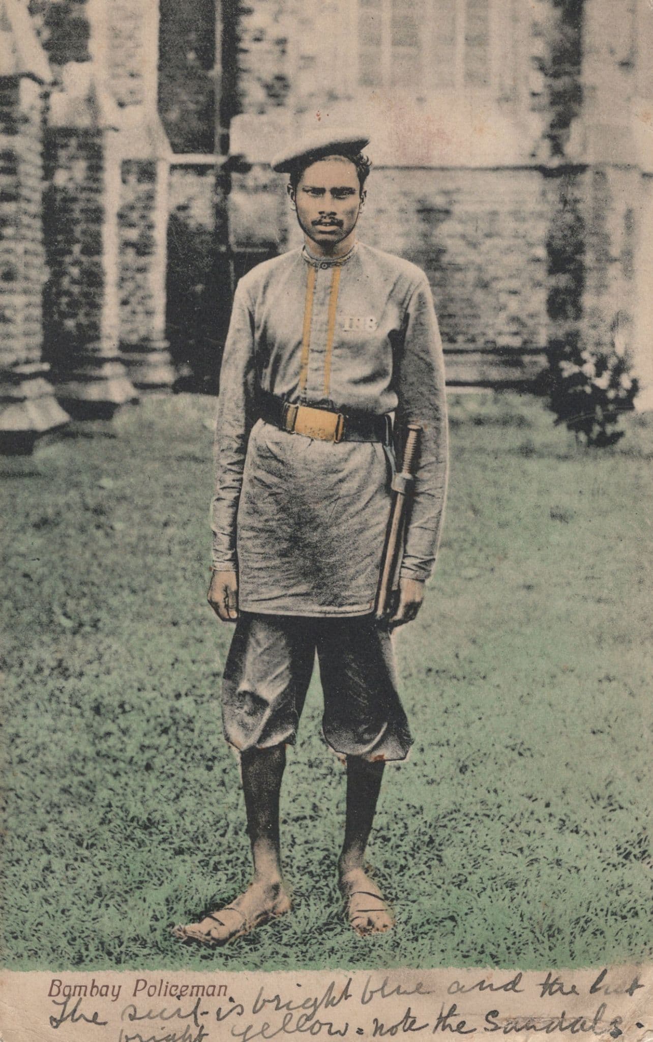 Bombay Indian Policeman Police Officer Antique India Postcard