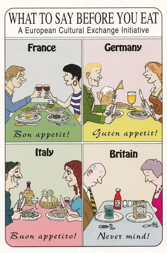 Bon Appetit Guten Buon Appetito British Before You Eat Big Comic Humour Postcard