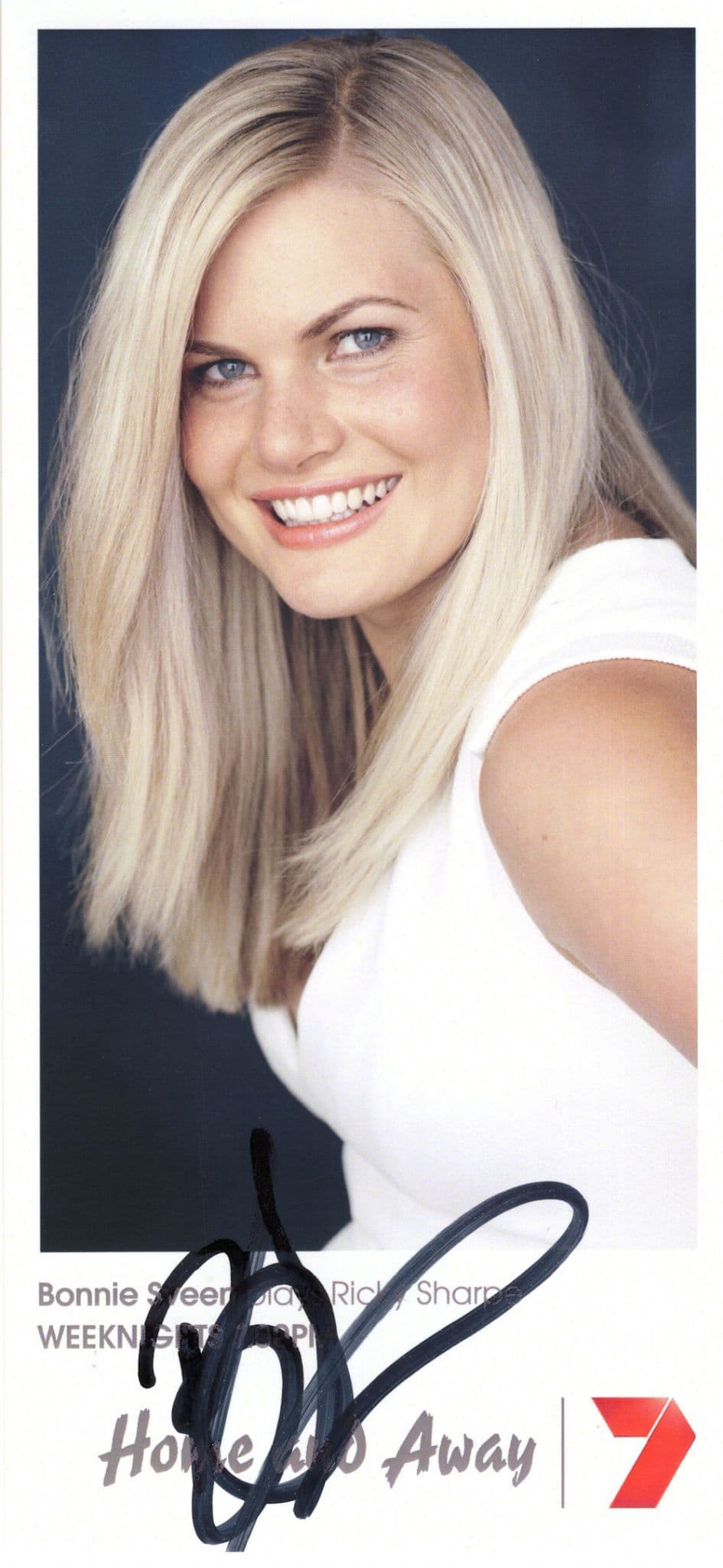 Bonnie Sveen Ricky Sharpe Home & Away Hand Signed Cast Photo