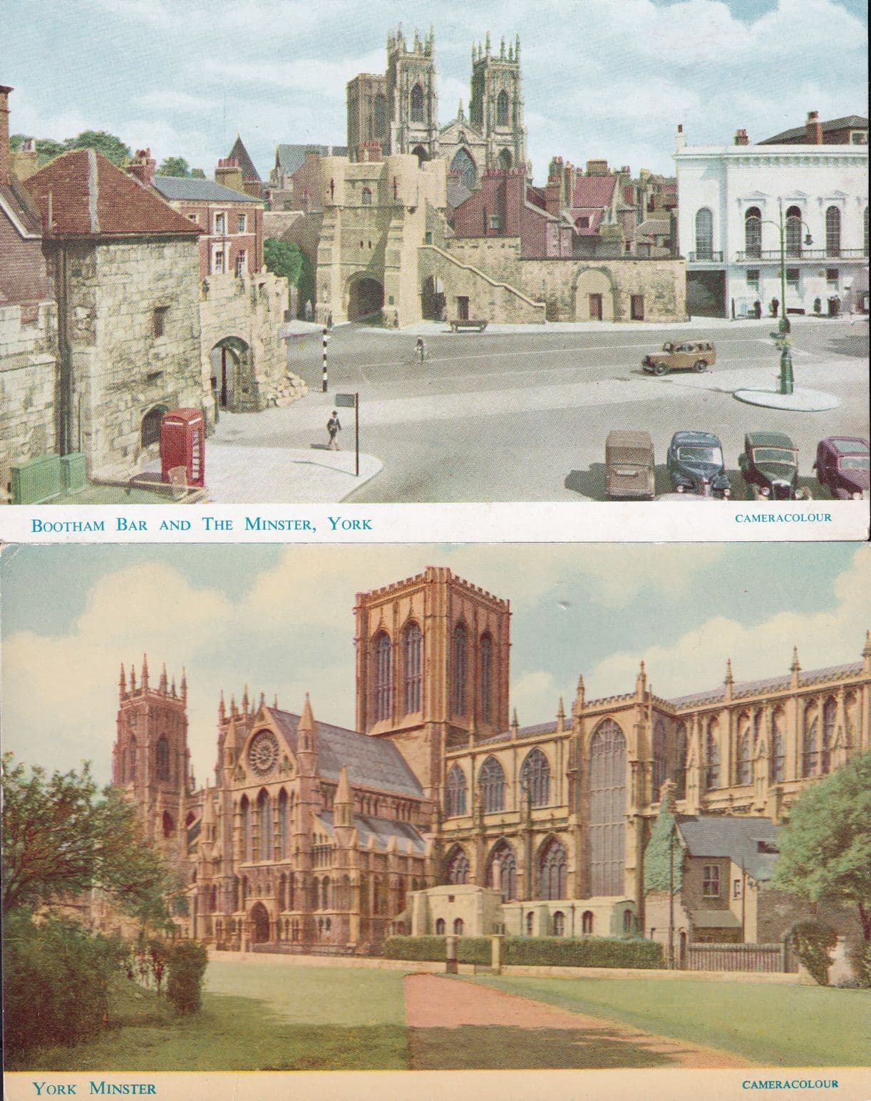 Bootham Bar York Minster British Telecom 1950s Phone Box 2x Postcard s