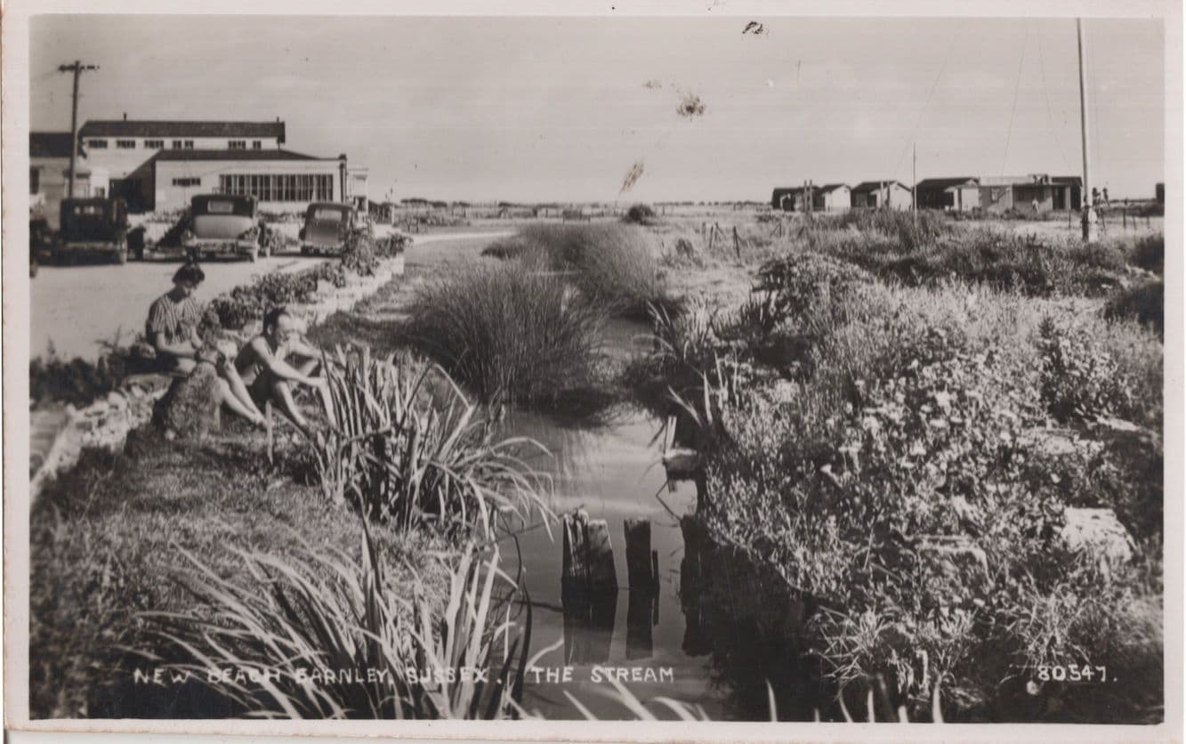 Bored Family at New Beach Sussex Barnley Stream Cars Real Photo Postcard