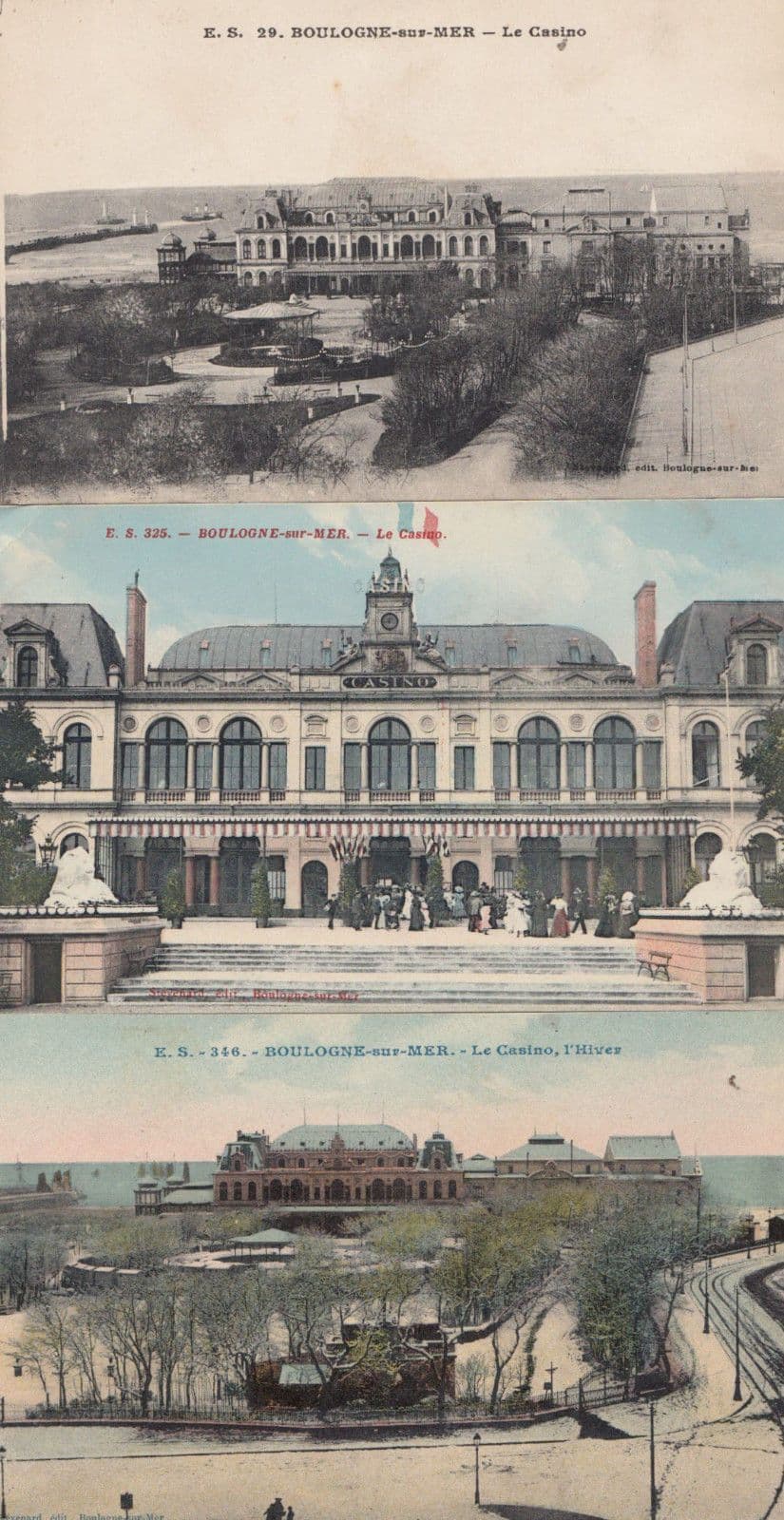 Boulogne Sur Mer Casino France 3x Antique French Postcard s