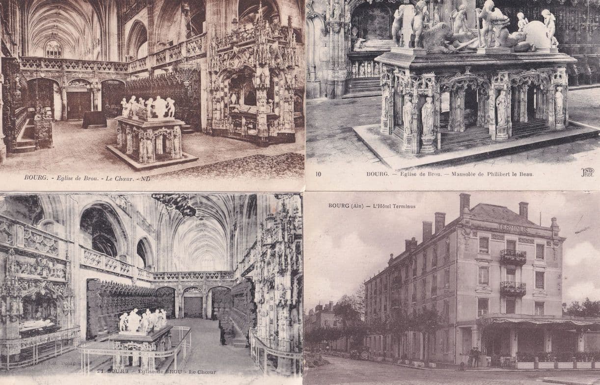 Bourg Hotel Terminus Eglise 4x Antique French Postcard s