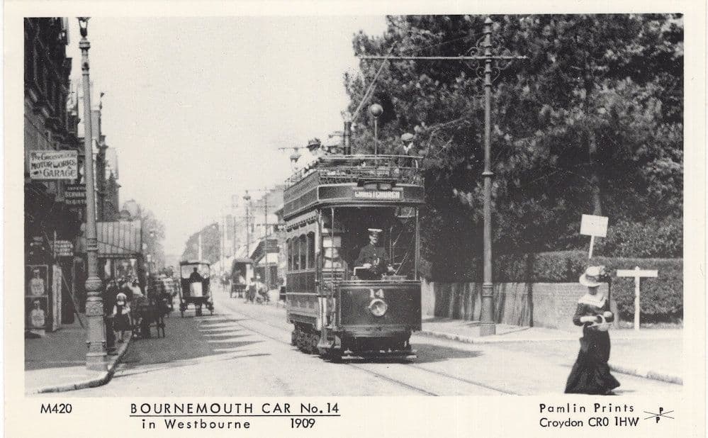 Bournemouth Car Bus No 14 Tram Ladies Fashion RPC Postcard