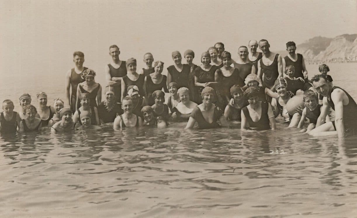 Bournemouth Swimming Antique Ladies Group Portrait Old Postcard
