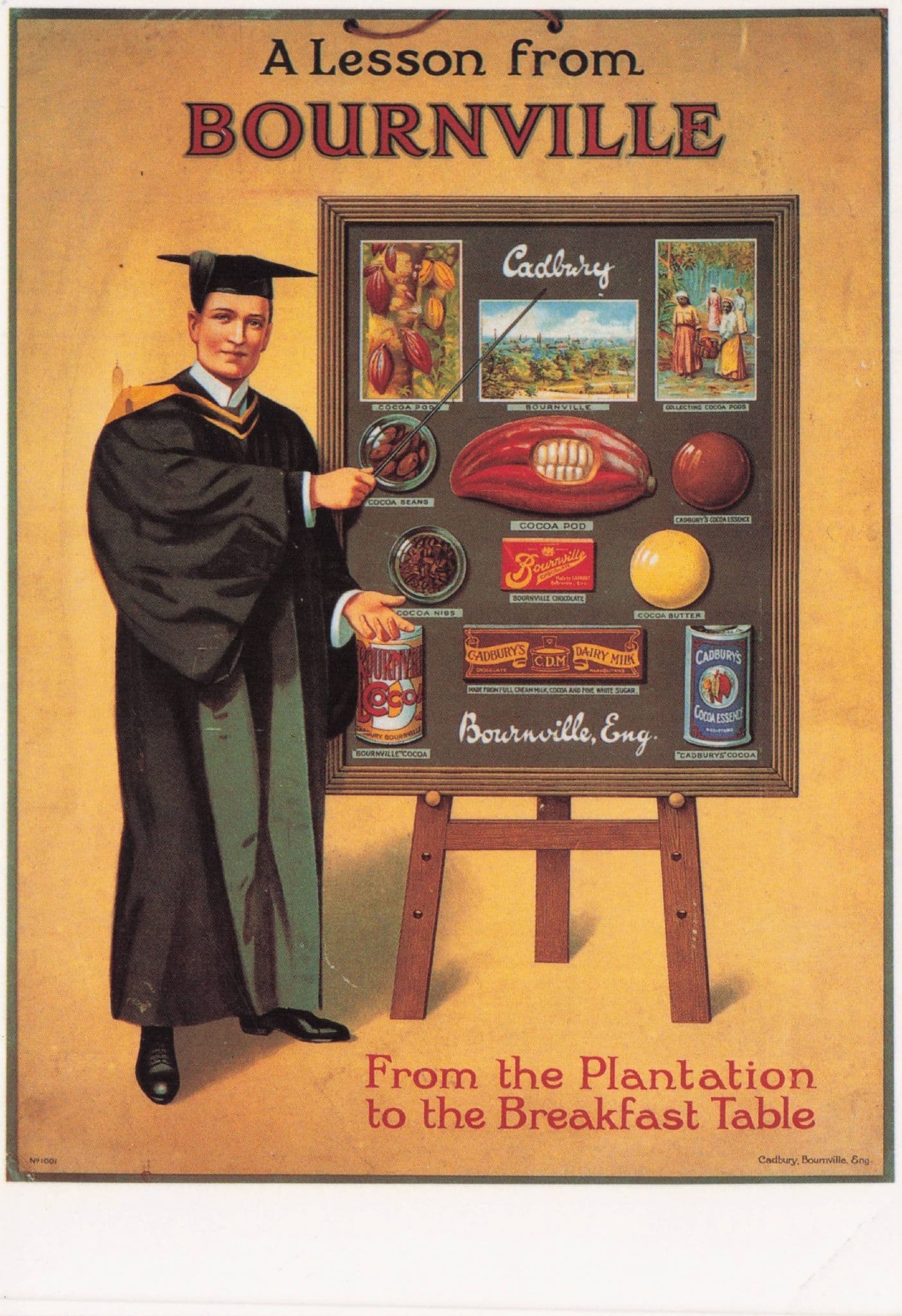 Bourneville Chocolate Teacher Blackboard Advertising Postcard