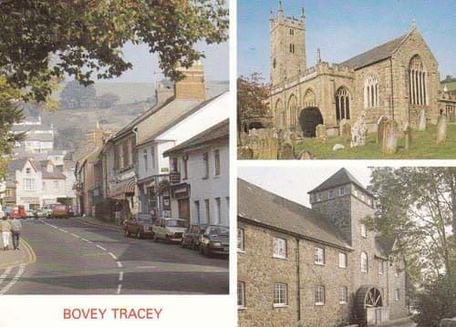 Bovey Tracey Devon Church Shops Multi View Postcard