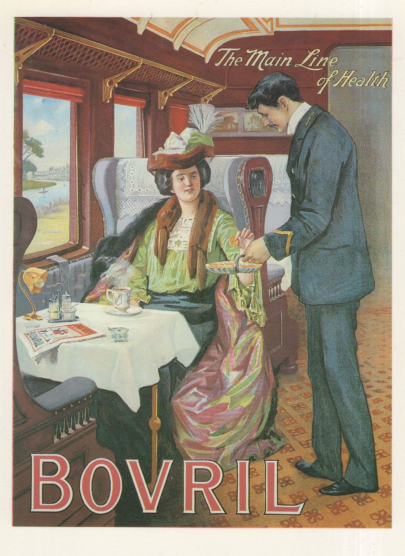 Bovril First Class Train Buffet Old Poster Advertising Postcard