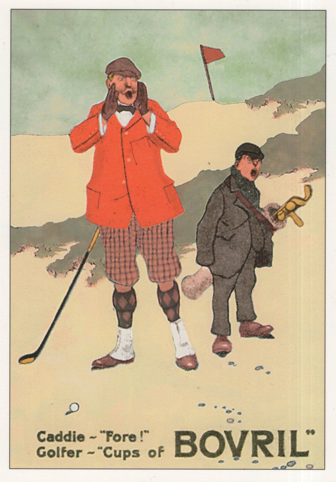 Bovril Golf Caddie Orders Cups Of Hot Drink Advertising Postcard