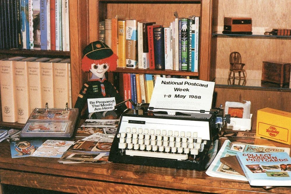 Boy Scout Scouting Toy Doll By Typewriter Exhibition Advertising Postcard