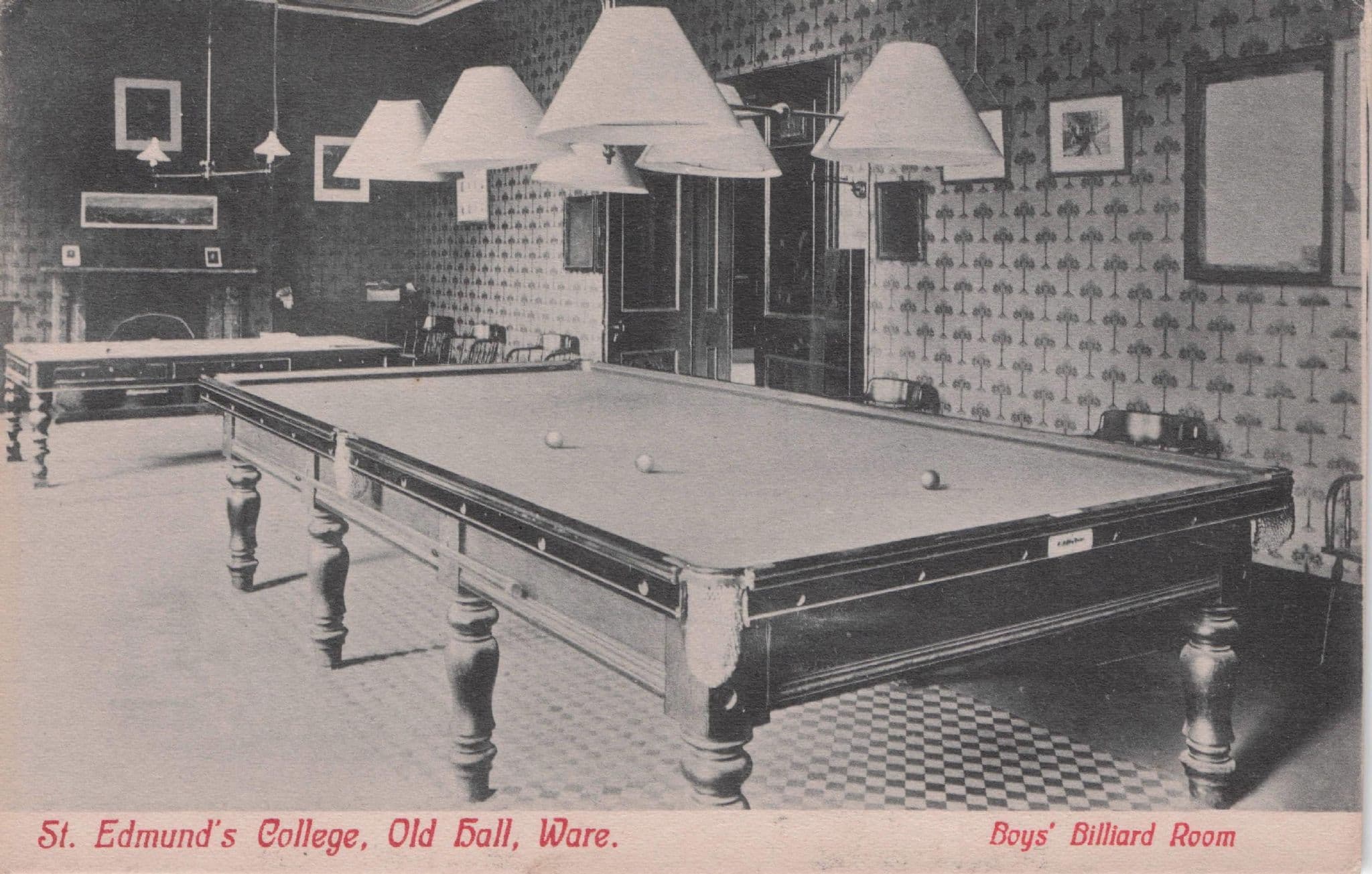 Boys Billiards Room St Edmunds College Ware Herts Old Postcard